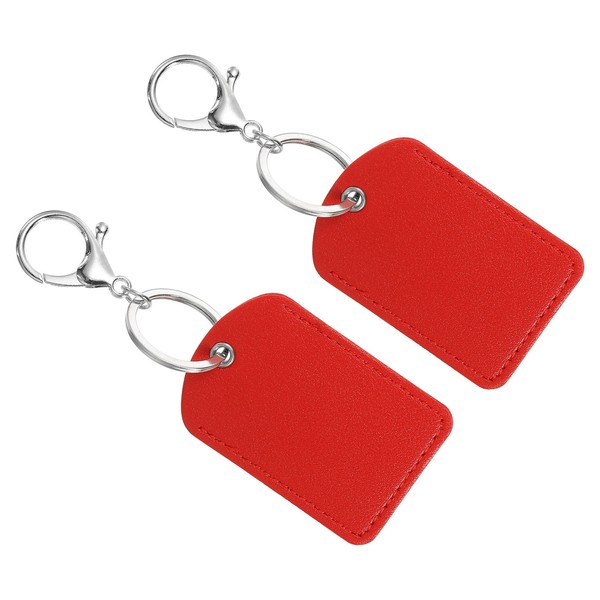 Leder SchlüSselanhäNger, 2Er Pack Pu Mit SchlüSselringen SchlüSselhalter, Rot-image