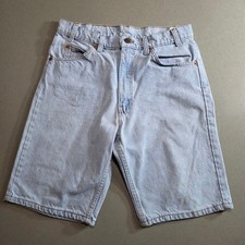 Vintage Levis 550 Orange Tab Denim Shorts Light Wash Mens 32 Made in USA
