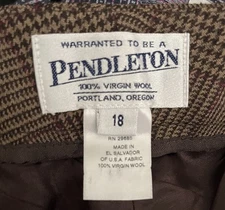 Pendleton Brown Plaid Wool Trouser Pants Womens Size 18W W/tag