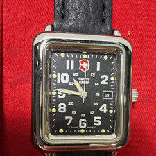 Victorinox Swiss Army Quartz Swiss Made Date Rectangle Watch Black Dial Box