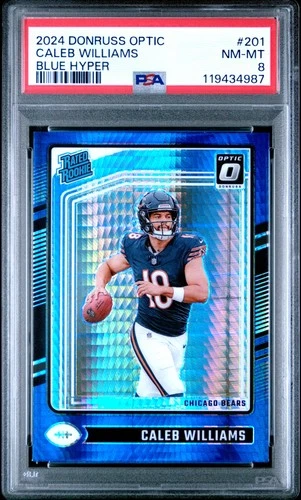 2024 PANINI DONRUSS OPTIC BLUE HYPER #201 CALEB WILLIAMS PSA 8