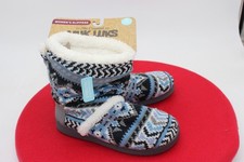 Muk Luks WOMENS Faux Fur Lined BlUE Knit Slipper Boots Size Small 5-6 New