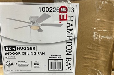 Hampton Bay Hugger 52 in. LED Indoor White Ceiling Fan with Light Kit