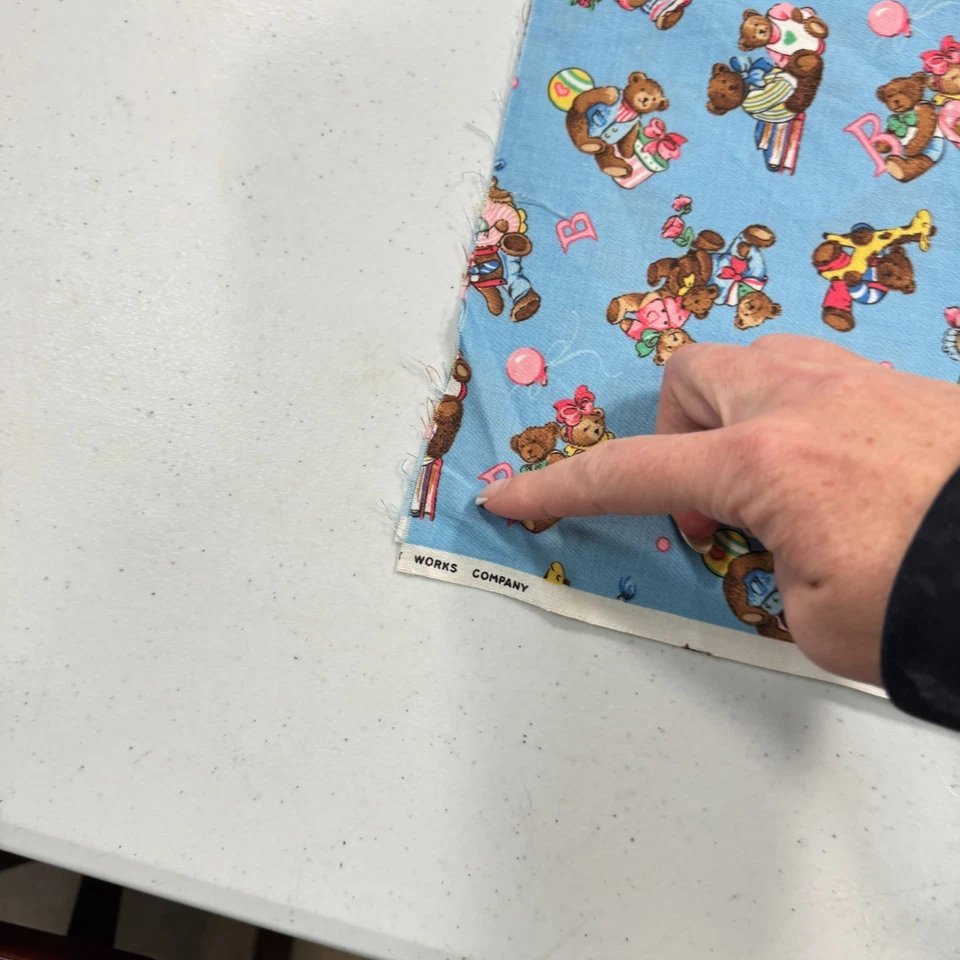 vintage fabric cotton blue bears abc 18x44 - Image 3 of 4