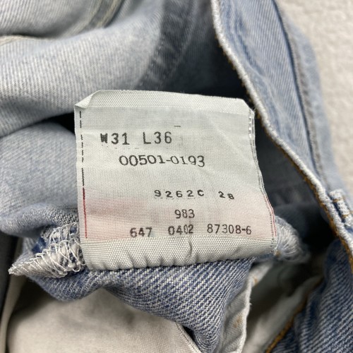 Jeans vintage Levi’s 501 uomo 31x36 blu chiaro invecchiato Boro Sashiko biker Y2K - Foto 6 di 20