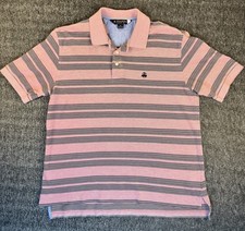 Mens Brooks Brothers Original Fit Pink Multi Striped Pique Polo Shirt Medium