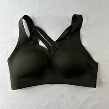 Lululemon Sports Bra Enlite Weave-Back 34B Dark Green, High Support Running NWOT