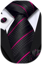Silk Ties Set for Men Formal Paisley Striped Necktie Pocket Square Cufflinks 3PC