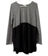 Umgee Size Large Dress Long Sleeve Cotton Blend Lightweight Striped College City