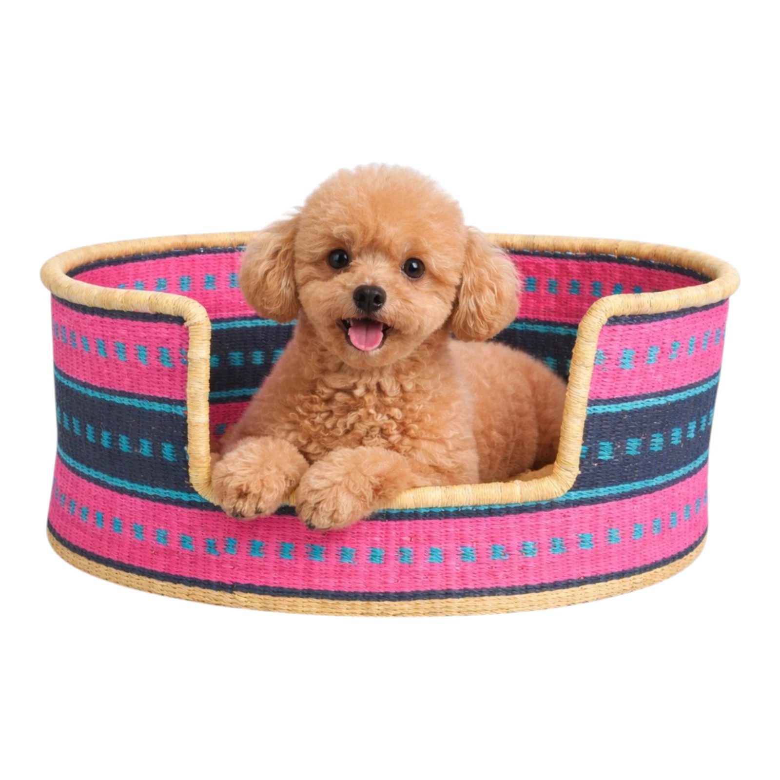 Handwoven Bolga Dog Bed | Sustainable Elephant Grass Pet Basket