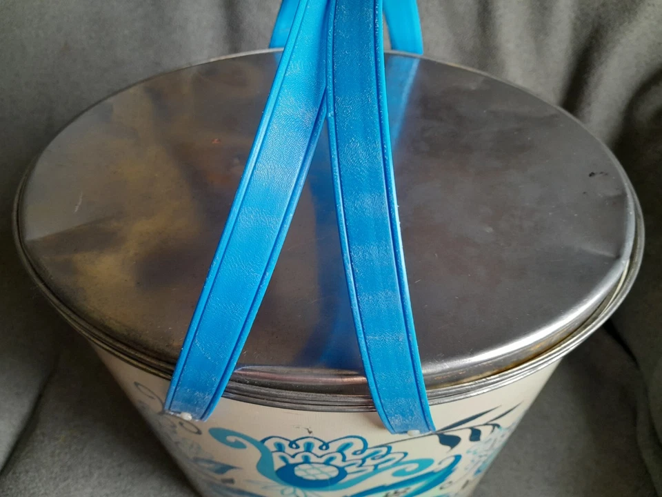 Lata artesanal de pintura de metal Tri Chem de hojalata de colección con banda de sellado de tapa y asas en muy buen estado+ Foto 3 de 4