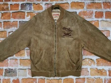 Chevignon Vintage Leather Jacket Airport Club Suede Brown Size L Tip Top