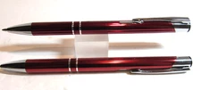 SET OF 2 TERZETTI ARROW RED METAL BALLPOINT PEN+ PENCIL  GIFT pouch