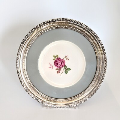 Rose Point by Wallace Sterling Silver Rimmed Castleton Plate 8''