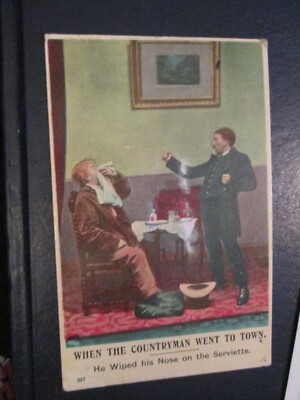 Humor Postkarte ''Als der Landsmann in die Stadt ging'' 1910 interessanter Stempel