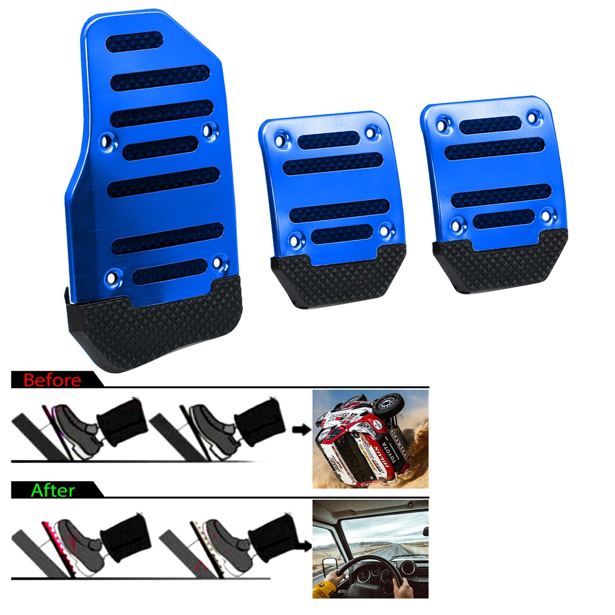 3Pc Car Foot Pedal Brake Anti-Slip Aluminum Accelerator Brake Pedal Cover Pads 3Pc Car Foot Pedal Brake Anti-Slip Aluminum Accelerator Brake Pedal Cover Pads
