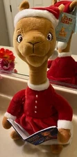 Llama Mama Red Pajama Plush Stuffed Toy Santa Hat Red Dress 14"