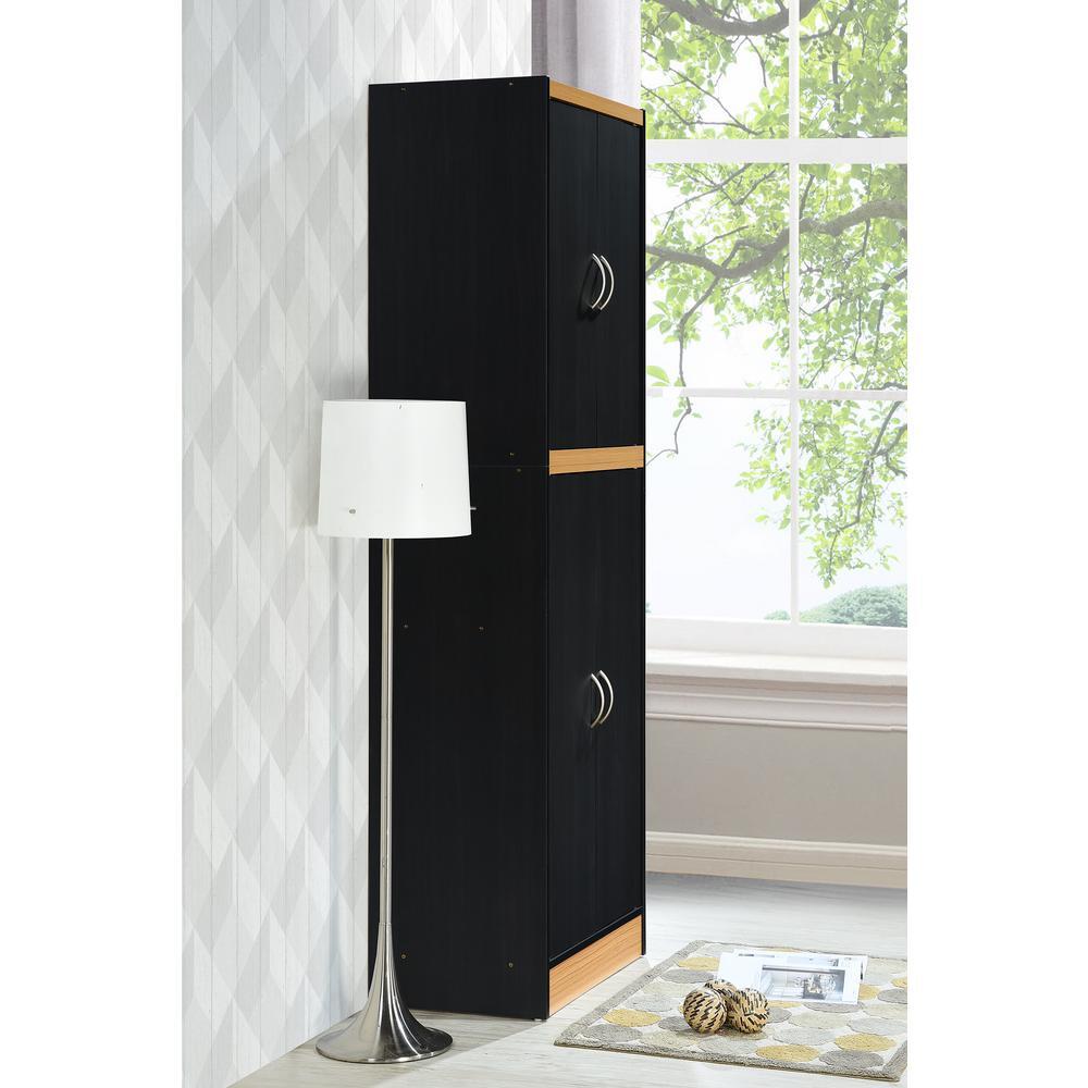 HODEDAH Kitchen Pantry Black-Beech Particle Board Adjustable