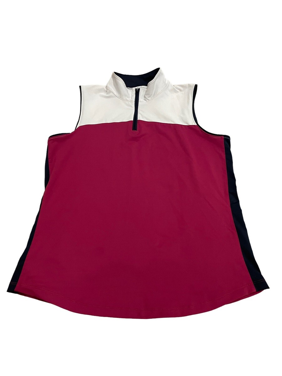 chinese dress ladies Lady Hagen 1/4 Zip Mock Neck Colorblock Sleeveless Golf Top MSP$40