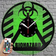 LED Clock Biohazard Vinyl Record Wall Clock Led Light Wall Clock 2210