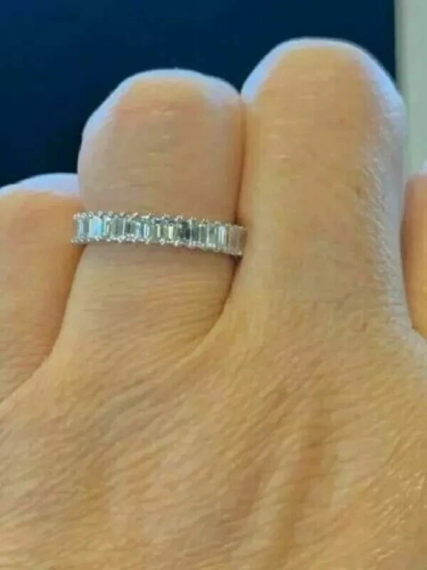 2Ct Lab-Created VVS1/D Diamond Half Eternity Band Ring 14K White Gold Finish - Image 4 of 4