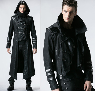 Coat Jacket Gothic Steampunk Military Convertible Hood Punkrave Man | Ebay