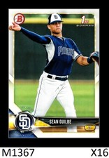 1-2018 BOWMAN DRAFT PAPER BASE SEAN GUILBE PADRES CARD#BD-144