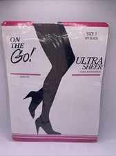 On The Go Vintage Ultra Sheer Pantyhose OFF Black Size 1 New