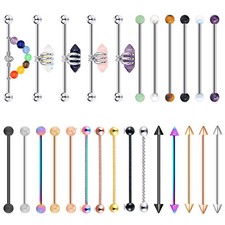 1PC 14G Stainless Steel Industrial Barbell Earring Cartilage Helix Body Piercing