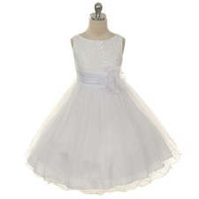 WHITE Size 10 Flower Girl Dress Formal Birthday Wedding Bridesmaid Recital