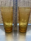 Vintage Amber Glass / Set of (2) 6.5" tall 12-oz glasses / Indiana Glass Co