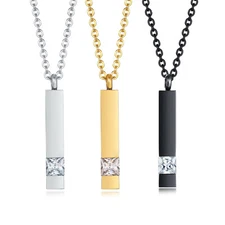 Stainless Steel Crystal Urn Pendant Necklace Cremation Memorial Ashes Keepsake