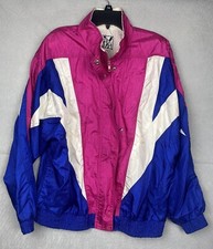 Vintage Sunterra Women's Large Full Zip Windbreaker Jacket with Shoulder pads