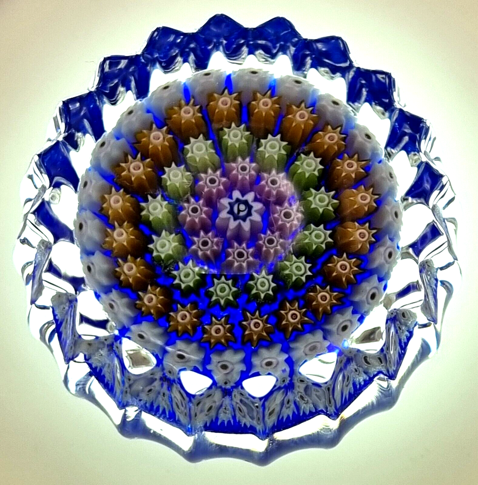 PERTHSHIRE PAPERWEIGHT PP75 Concentric Millefiori Sig P Cane SCOTLAND