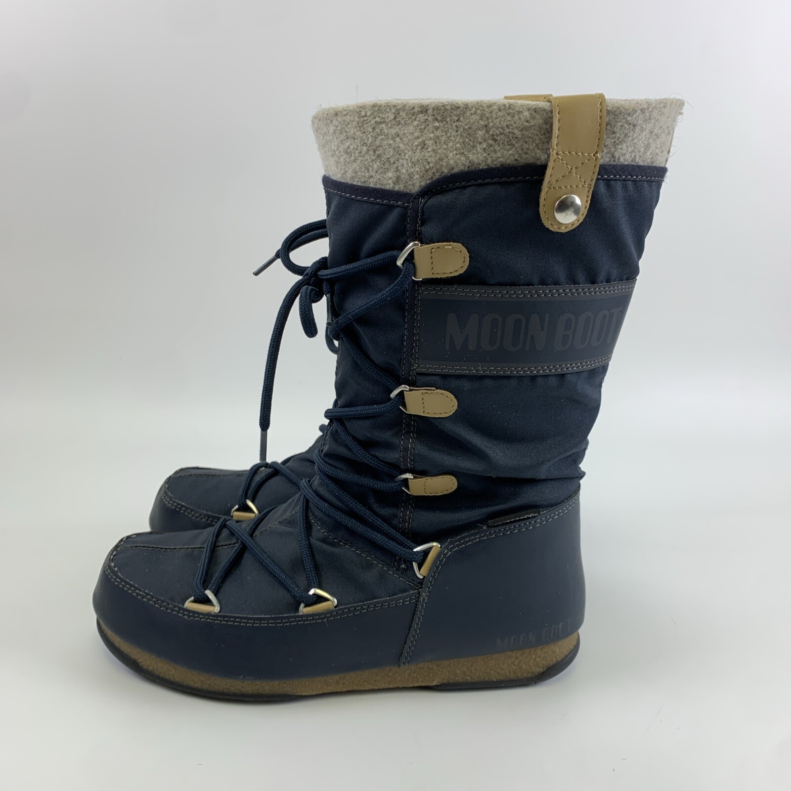 Tecnica WE Monaco Felt Moon Boot Navy Blue Snow Waterproof Lace Up