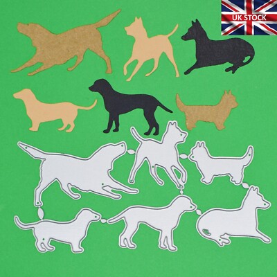 Hund Silhouette Metall Stanzformen 6er Set Haustier Tier Kartenherstellung Papier Handwerk A5
