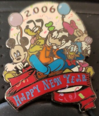 Disney Pin Happy New Year 0006 Mickey Minnie Pluto Goofy Donald LE