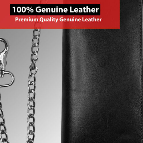 Billetera de cadena de motocicleta IBRO para hombre - 100% cuero genuino natural, larga - Imagen 156 de 169
