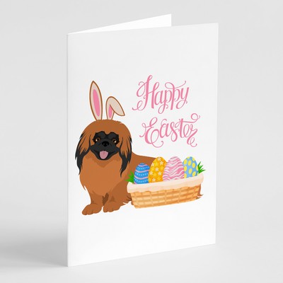 Red Pekingese Easter Greeting Cards and Envelopes Pack of 8 WDK5067GCA7P