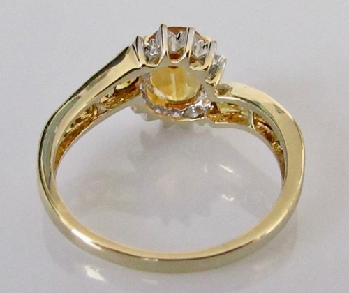 Gold Diamond Ring - Ex QVC 9ct Gold Multi Cut Citrine Diamond Swirl Ring Size N - Picture 7 of 17