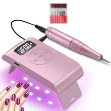 Rechargeable Electric Cordless Nail Drill 35,000 RPM & UV Nail Dryer Lamp Salon