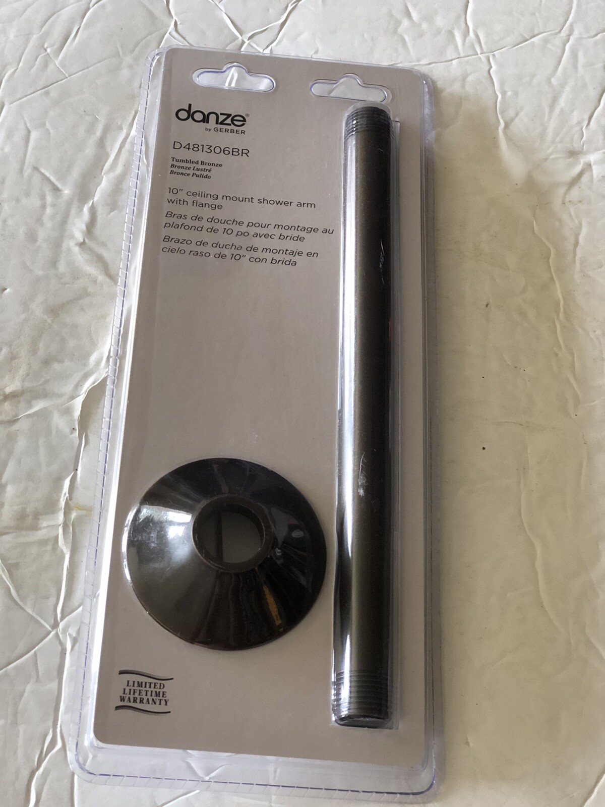 Danze Shower Arm 10" Ceiling Mount  With Flange Tumbled Bronze D481306 BR Gerber