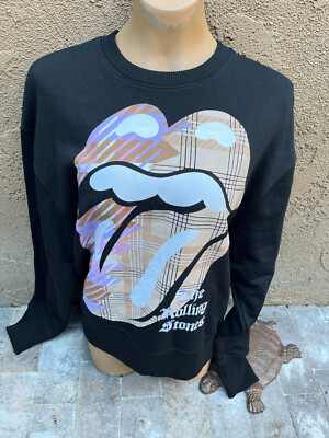 Rolling Stones RS No.9 Carnaby Plaid Tongue Graphics BLACK Sweatshirt - Unisex S