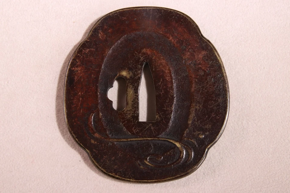 Vintage Japanese Samurai Sword Katana Bronze Guard Tsuba Bamboo Pattern BE520 - Image 4 of 4