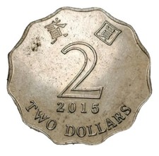 2 Dollars 2015 Hong Kong Copper-nickel Coin Orchid Flower B30