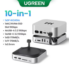 Mac Mini Docking Station USB HUB Type-C to DP 4K240Hz M.2 Nvme SSD Slot 10Gbps U