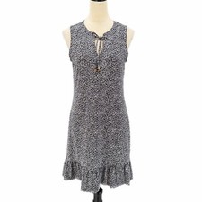 MICHAEL Michael Kors S Black White Floral Sleeveless Keyhole Jersey Mini Dress