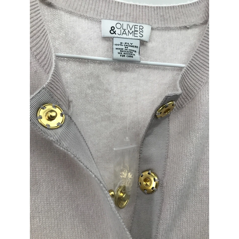 Suéter Cárdigan Oliver & James Beige Cachemira Frontal A Presión Para Mujer M Foto 3 de 4