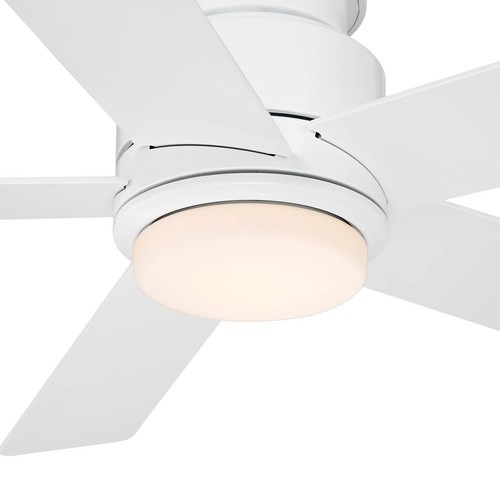 52" Modern Outdoor Hugger Ceiling Fan LED Light Remote Matte White for Exterior - Picture 3 of 8