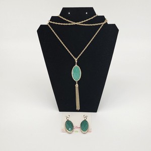 Authentic Premier Design CECE Necklace Earring Set Gold Plated Teal And Blue Reversible